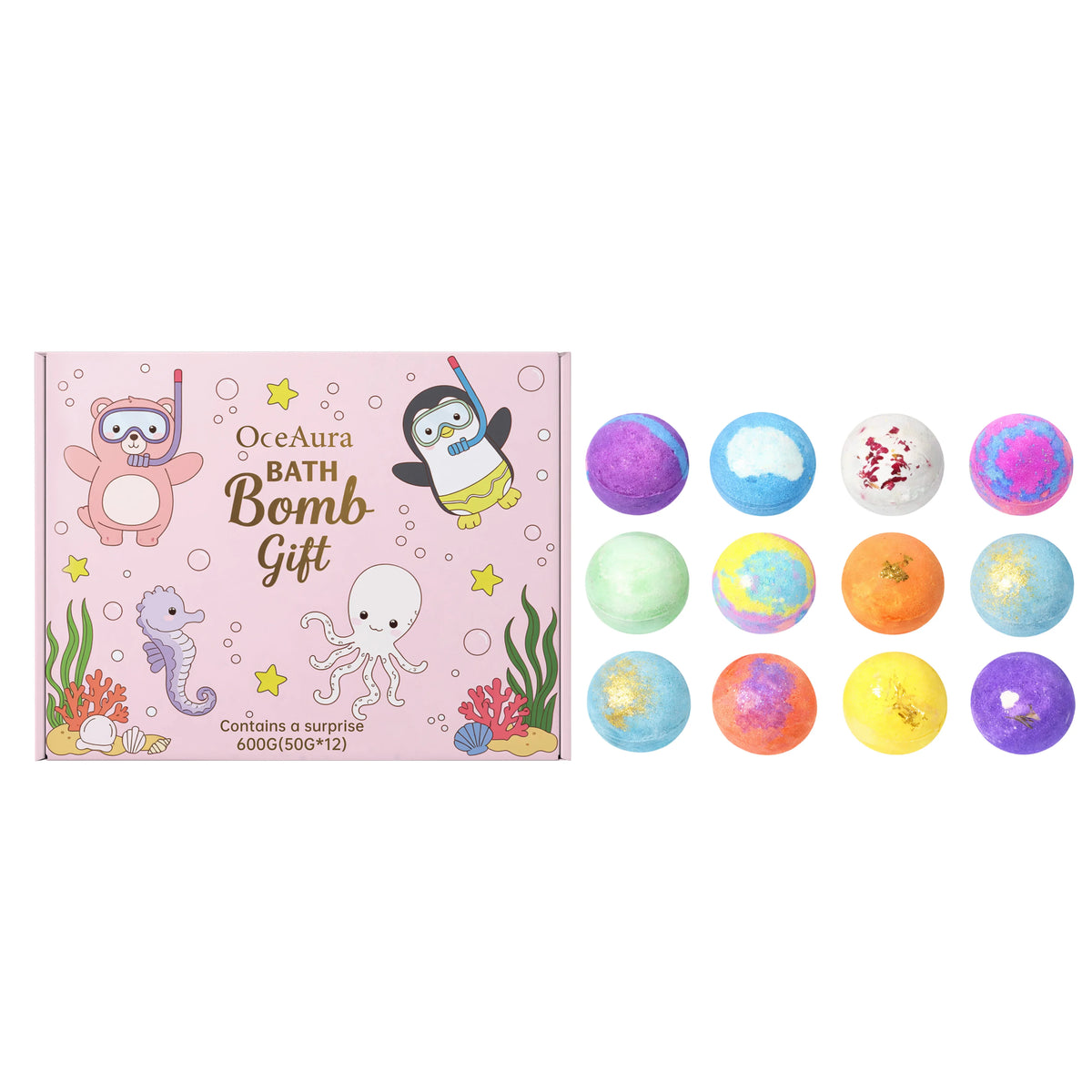 1/4/6/12pcs Bath Bombs Set with Surprise Toys Inside Natural Organic Bubble Bath Fizzies Balls Gift for Holiday Gift Set