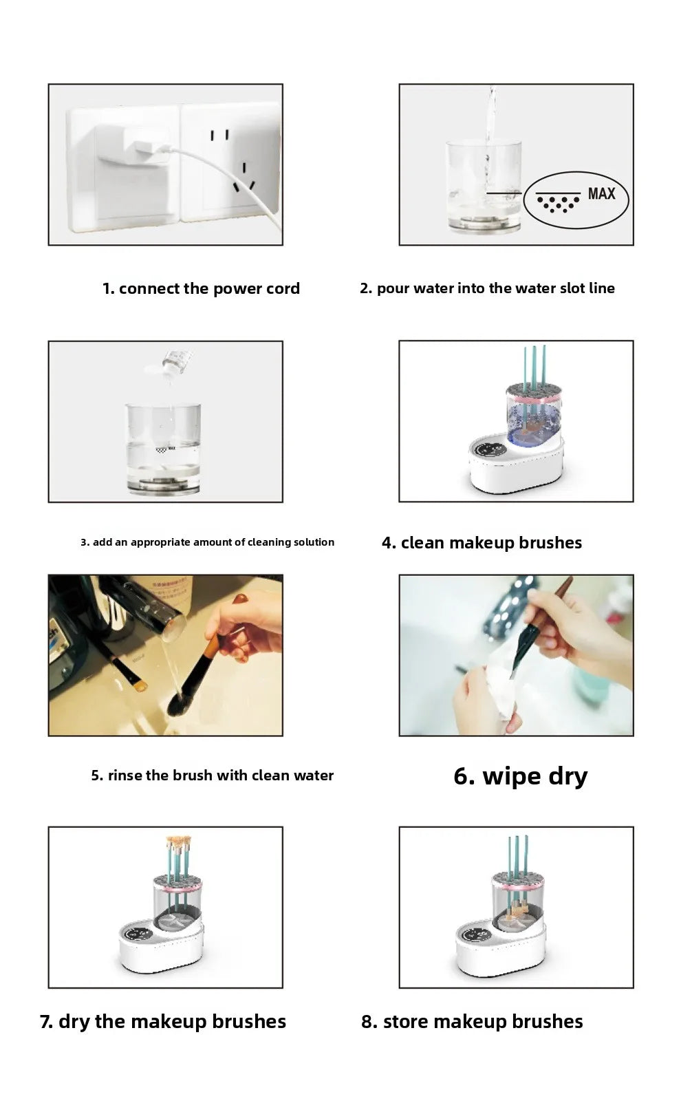Automatic Rotating Makeup Brush Cleaner Machine Fast Drying Electric  Rubber Collar Cosmetic Clean Tools