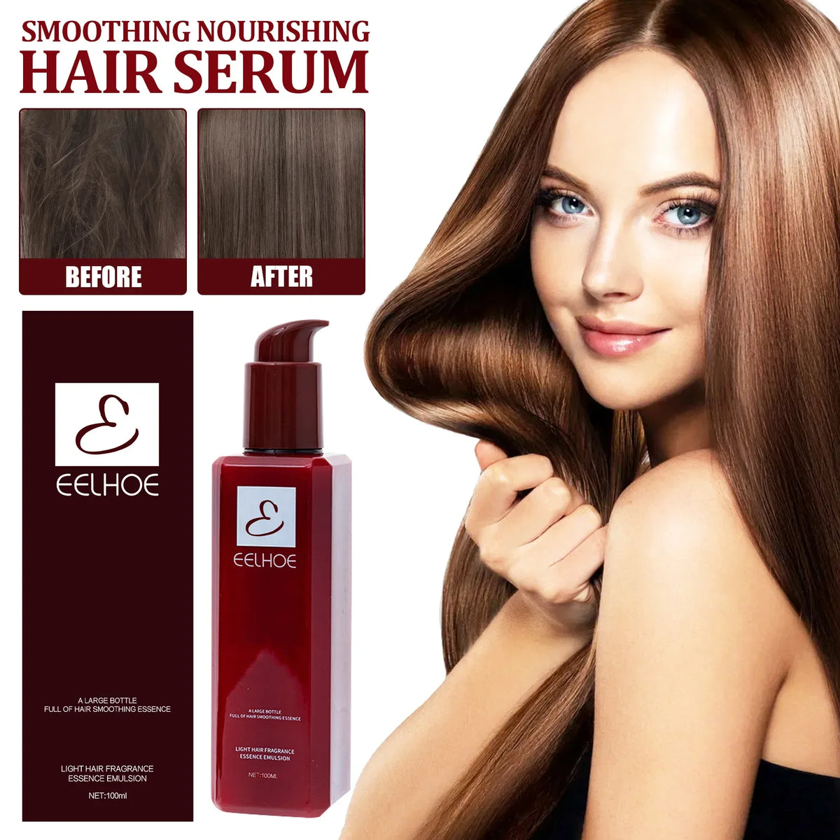 EELHOE Smooth Hair Conditioner Keratin Treatment Professional Straightening Curly Leave-in Repair Damaged Hair Nourishing Serum