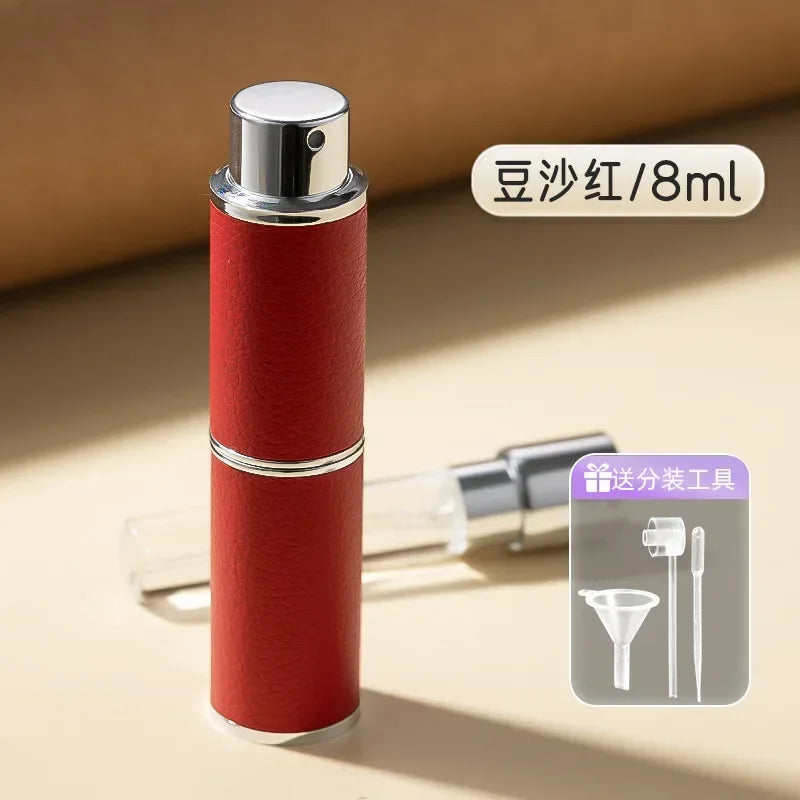 8ML Refillable Perfume Atomizer Highend Leather Mini Cosmetic Containers Rotary PressType Liner Glass Liquid Container косметика