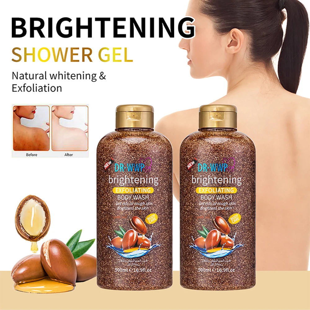 Rose Lavender Kojic Acid AHA Shower Gel Deep Cleansing Brighten Skin Scrub Body Wash Exfoliator Body Care Fragrance Skincare