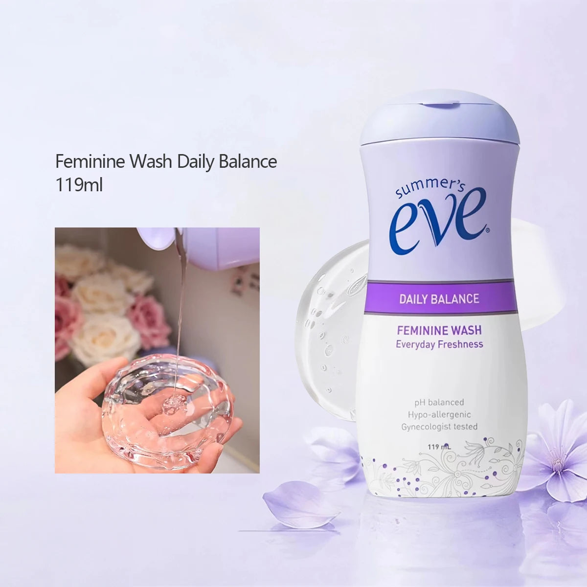 Summers Eve Feminine Wash 119ml,Sensitive Skin Friendly,External Use Only,Soothing,No Harsh Chemicals,Feminine Wash for Women