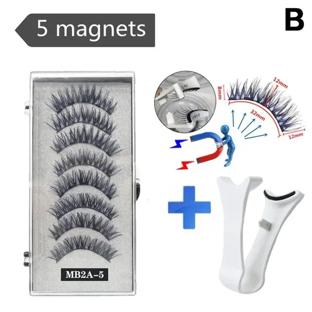 3D Natural ,With 5 Lashes Shipping Handmade Drop False Support Eyelashes Magnetic Reusable H8Y7