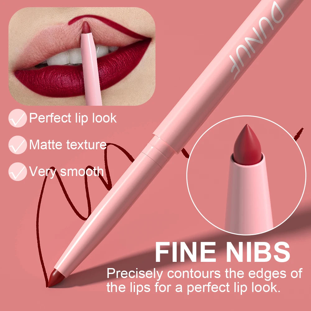 6pcs Lip Liner Pen Set Long-Lasting, Waterproof Sweatproof, Easy Coloring Non-fading Color Rendering Lip Gloss Set Beauty Makeup