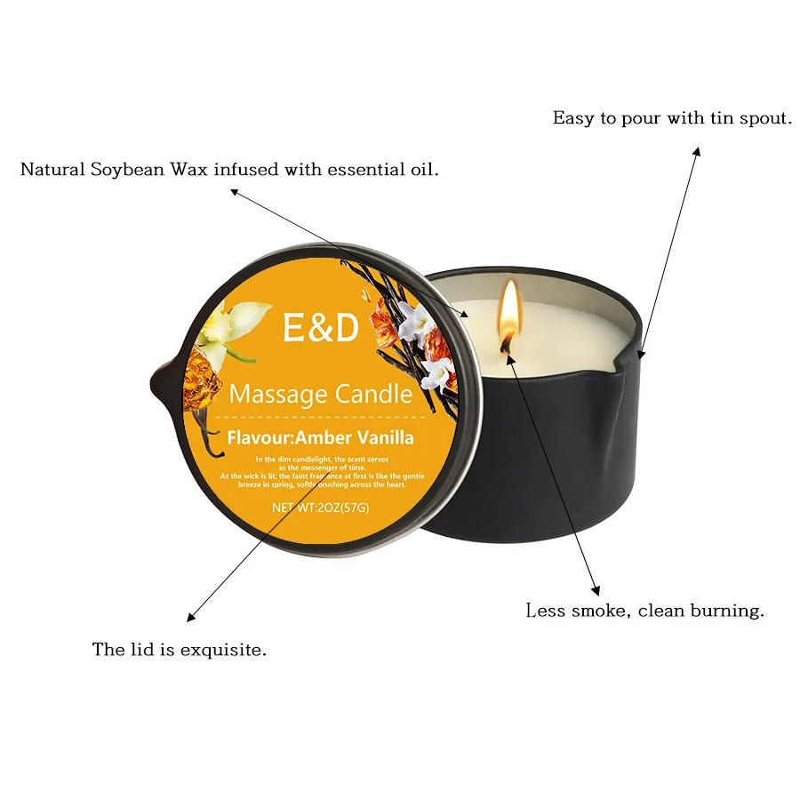 1PC Massage Oil Candles，Luxury Aromatherapy Candles，for Stress Relief and Skin Moisturizing，SM Product Scented Candle Body Oil