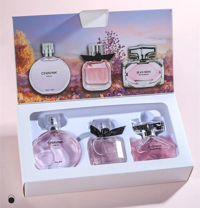 90ML(30mlx3PCS) Eau De Parfum Gift Box Feminino Spray Fresh Light Scent Floral Fruity Chypre Notes LongLasting Women Perfume Set