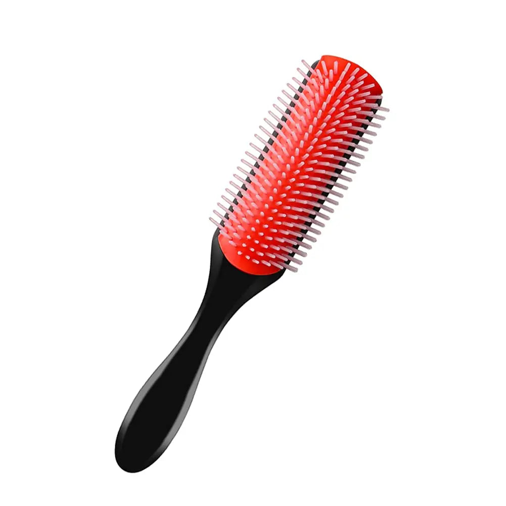 9-Rows Cushion Nylon Bristle Hair Brush Classic Detangling Wet Dry Curly Hair Defining Separating Shaping Styling Tool