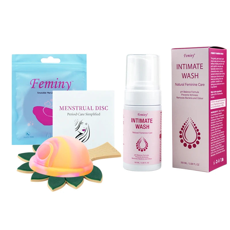 Menstrual Disc Woman Personal Health Set Medical Silicone Menstrual Disk With Intimate Wash