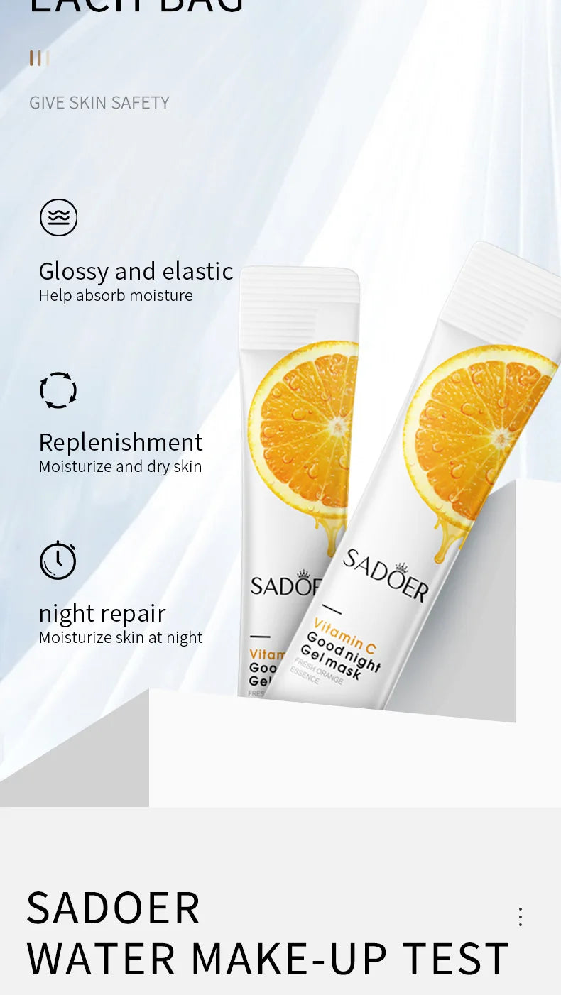 30pcs SADOER Vitamin C Sleeping Facial Masks Face skincare Moisturizing Whitening Anti Wrinkle Hydrating Face Mask Skin Care