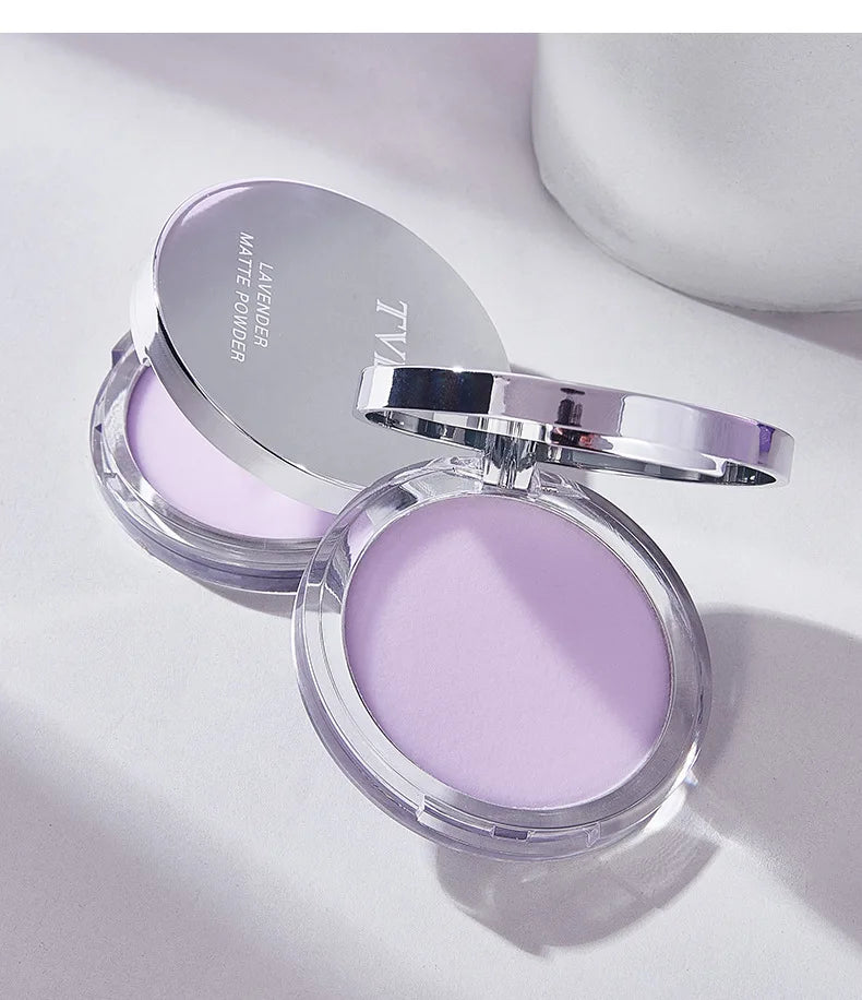 Lavender Pressed Powder Matte Powder Lasting Oil Control Full Coverage Face Compact Setting Powder Makeup Foundation Cosmetics