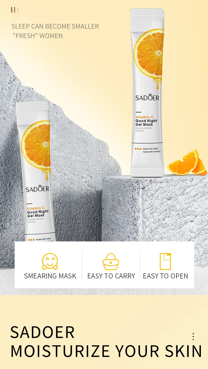 30pcs SADOER Vitamin C Sleeping Facial Masks Face skincare Moisturizing Whitening Anti Wrinkle Hydrating Face Mask Skin Care
