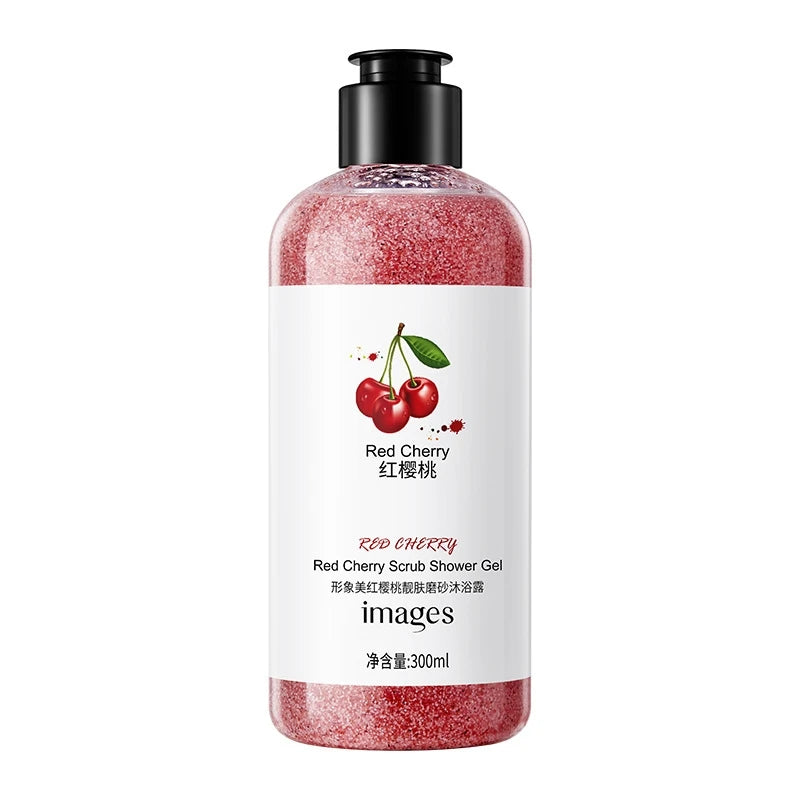 Fresh Fruit Purifying Scrub Shower Gel 300ml, with Kiwi Fruit Extract, Cherry Fruit Extract, Lemon Fruit Extract, Etc., for a Delicate, Cleansing, and Lightly Scented Experience. the Scrub Texture Is Refreshing and Moisturizi