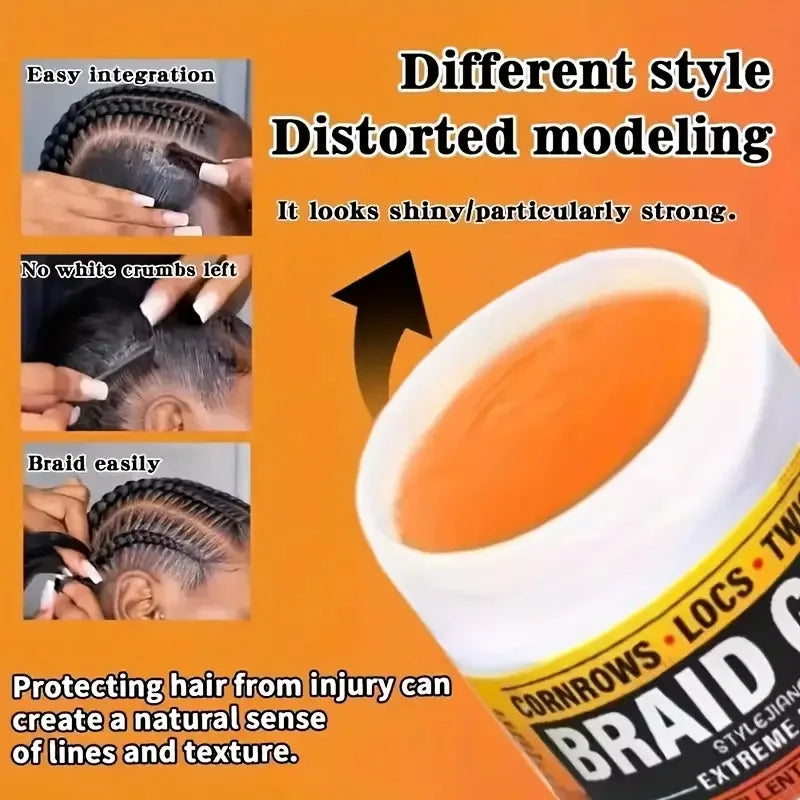 Extreme Hold Braid Gel - Styling Hair Wax for Cornrows, Locs, Twists and Fashionable Braids
