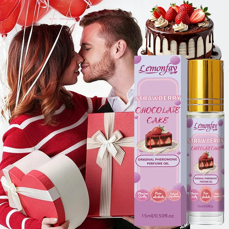 Lemonfay Strawberry Chocolate Cake Pheromone Perfume Oil | Non-Alcoholic Portable Roll-On | Long Lasting Sweet Scent 15ml