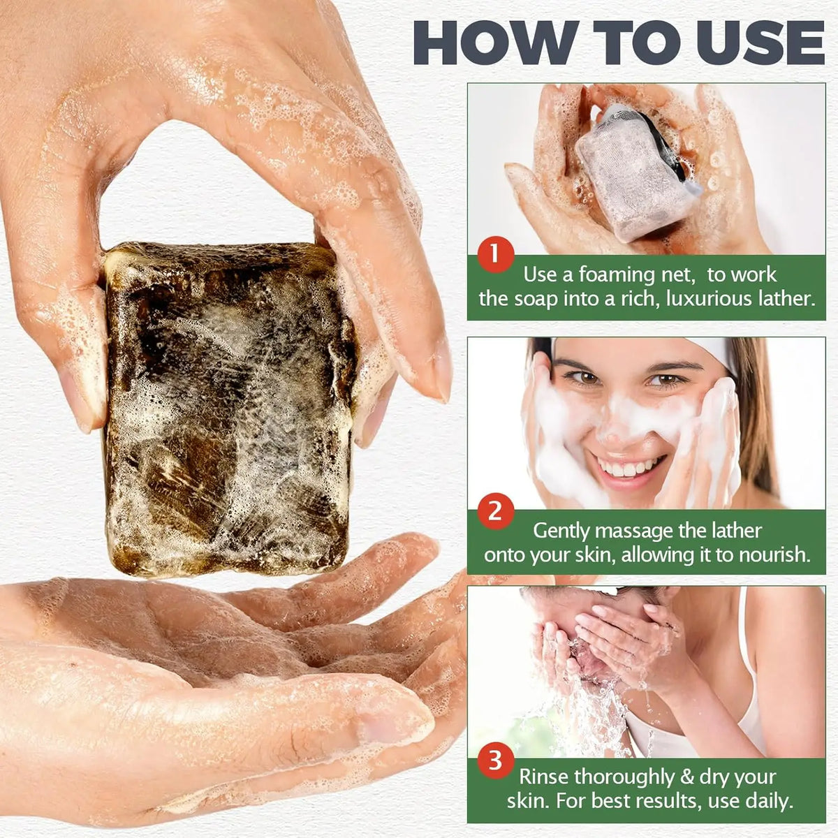 Raw African Black Soap for Oily Skin, Dark Spots  Pure & Natural Ingredients - Organic  Face and Body Wash Soap