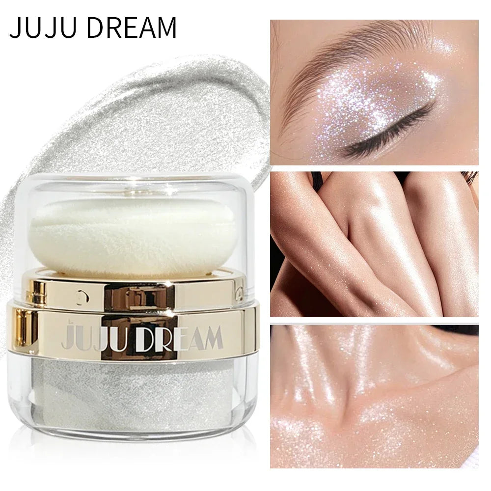 JUJU DREAM Fairy Highlighter Powder Shimmer Glitter Shiny Face Body Brightening Makeup Palette