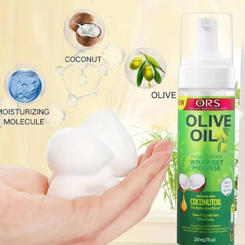 207ml/100ml  Curly Hair Mousse For Wigs Strong Hold Olive Oil Hair Styling Mousse Anti-Frizz Hair Foam Mousse For Styling Hair