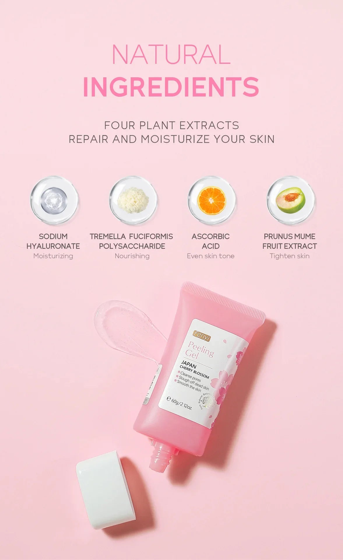 Sakura Exfoliating Gel Face Body Scrub Deep Cleansing Pores Gentle Peel For Blackhead Remove Smooth Brightening Skin 60g