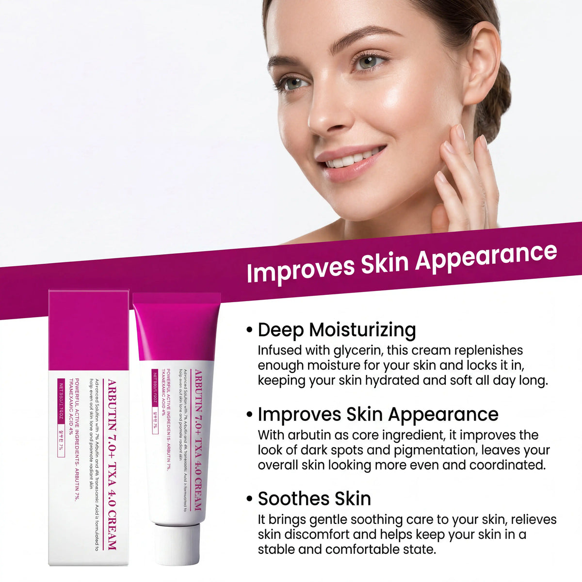 ARBUTIN+TXA Facial Moisturizing Cream Lightweight Daily Hydrating Lotion Arbutin Face Gel Cream Non Greasy Glow Skincare 50g