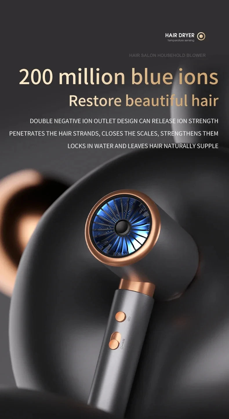 HOMEFISH 5‑Speed Professional Hair Dryer, Salon‑Grade High Power, Hot Cold Air Negative Ionic Blow Dryer