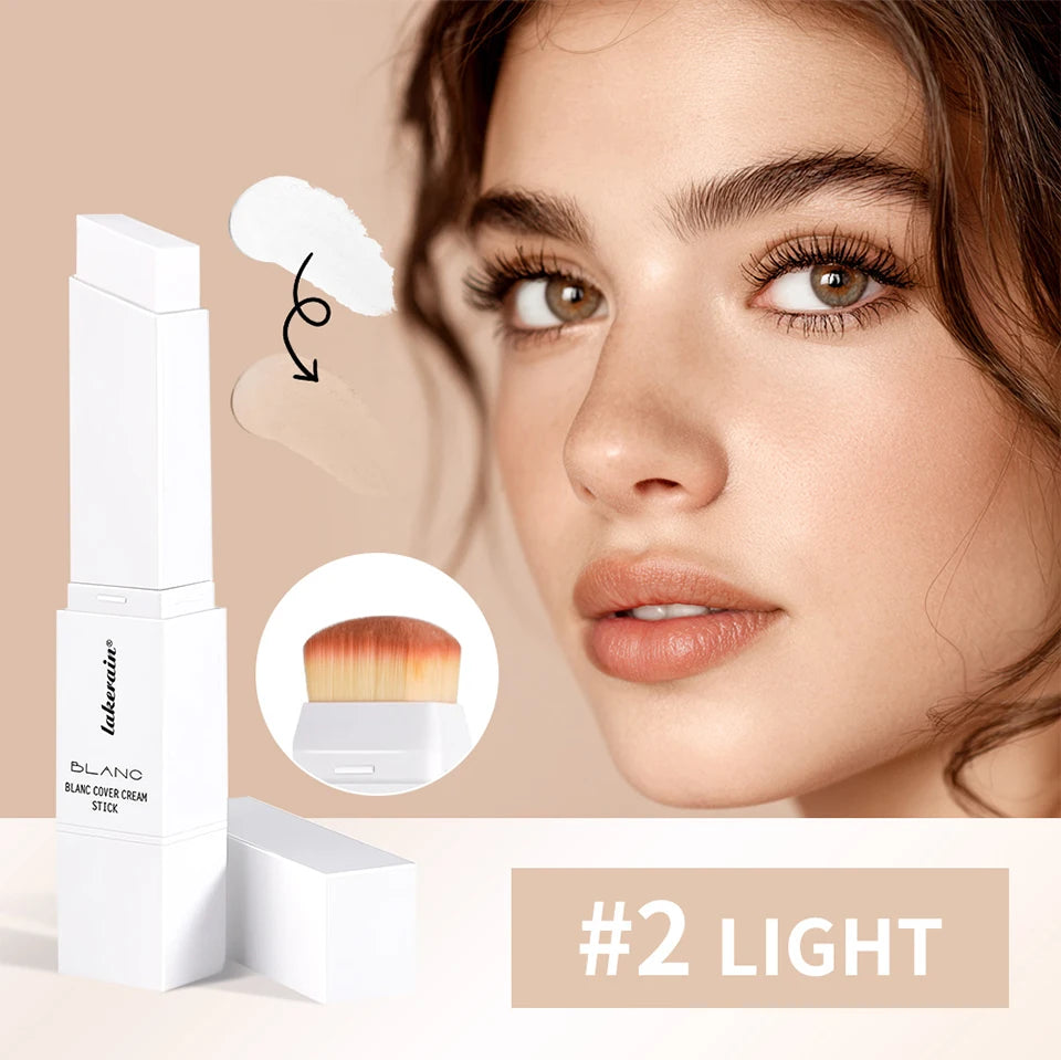Foundation Stick Color Changing Foundation with Detachable Brush Blanc Cover Cream Stick Changing Hight Coverage Base Makeup
