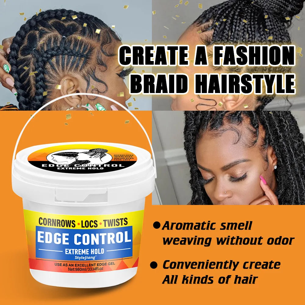 Braiding Hair Wax Edge Control, Strong Hold Long Lasting Hair Styling Wax, Large Capacity Big Jar Anti-Frizz Non-Greasy Hair Wax
