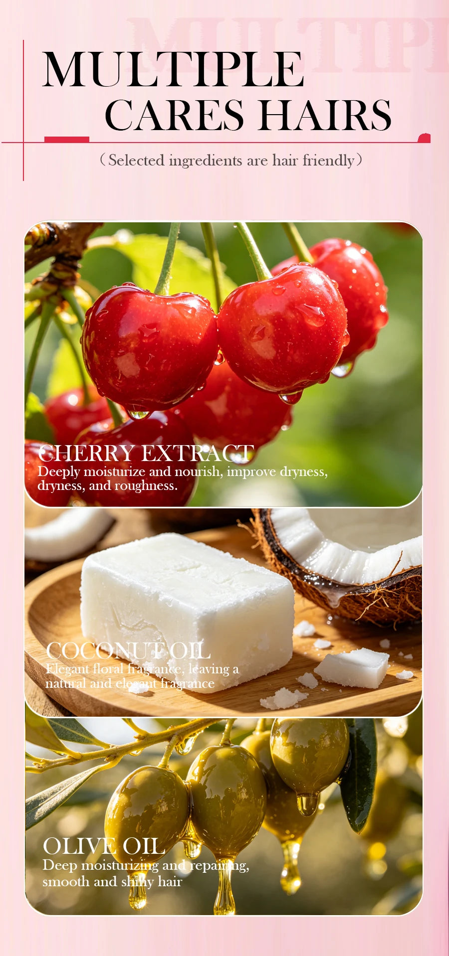 Handmade Organic Plant Essential Oil Soap Fruit Cherry Deep Cleaning Shampoo with Eco-Friendly Paper Bag Packaging