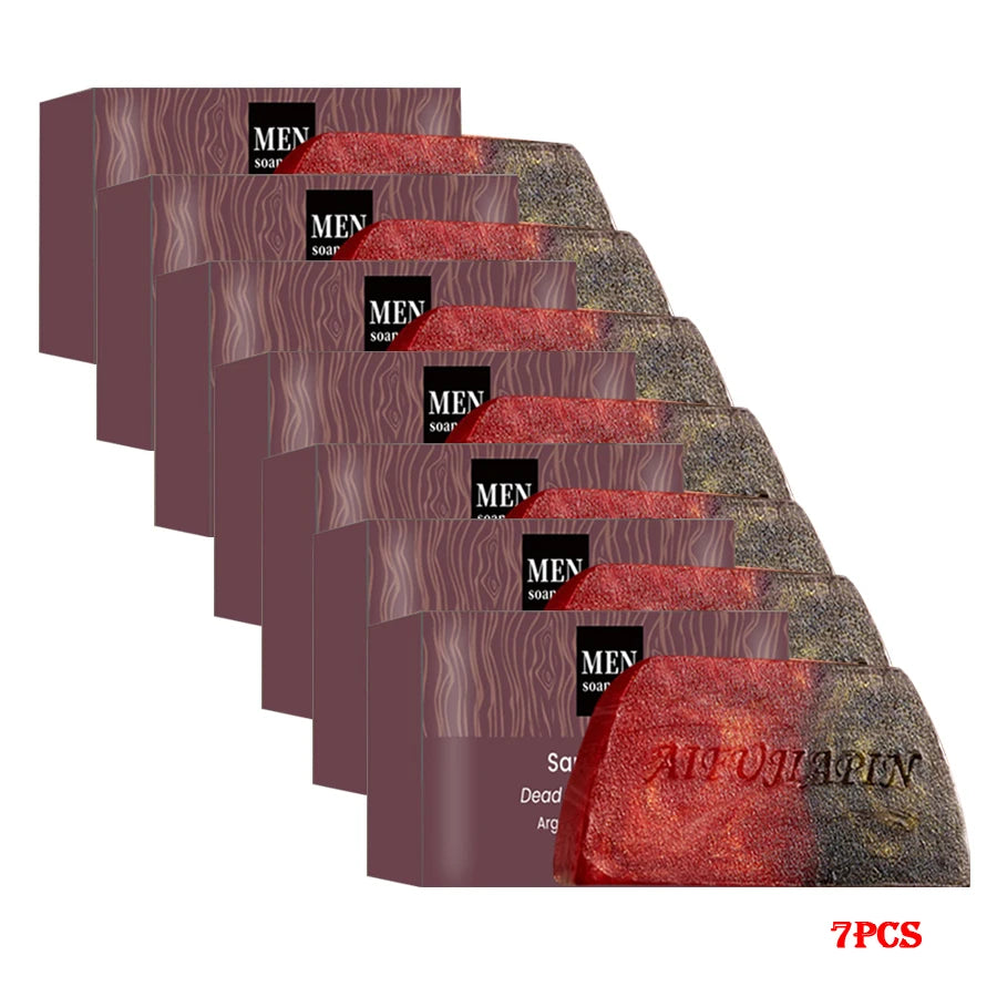 1/3/5/7Pcs Handmade Whitening Sandalwood Men'S Soap, Deeply Cleanses The Body, Moisturizes The Face, And Is Gentle And Shiny