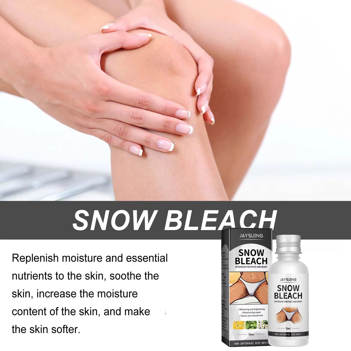Body Snow Bleach Cream Dark Spot Corrector Niacinamide Brightening Body Cream for Underarms Inner Thighs Knees Elbows Bikini Are