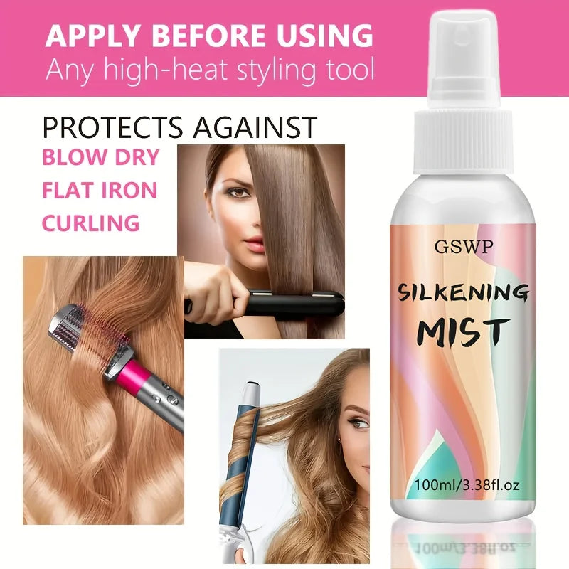 GSWP Silky Hair Spray Is a Leave-in Treatment with Heat Protection, a Pleasant Fragrance, and Leaves Hair Smooth and Shiny.100ml