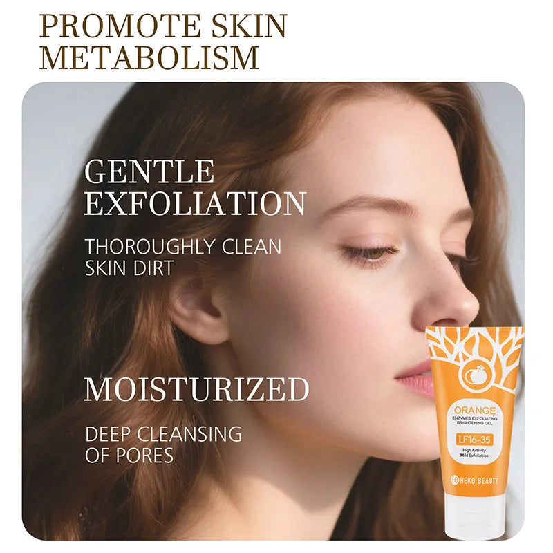 Orange Enzymes Exfoliating Gel Brightening Deep Cleansing Face Scrub Gentle Mud Peel Smoothing Skin Refine Pores Moisturize Care