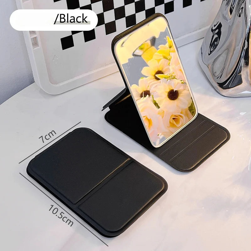 1pc Mirror Makeup Mirror Portable Folding Mirror Girl Makeup Mirror HD Desktop Stand up Mini Portable Small Mirror Travel