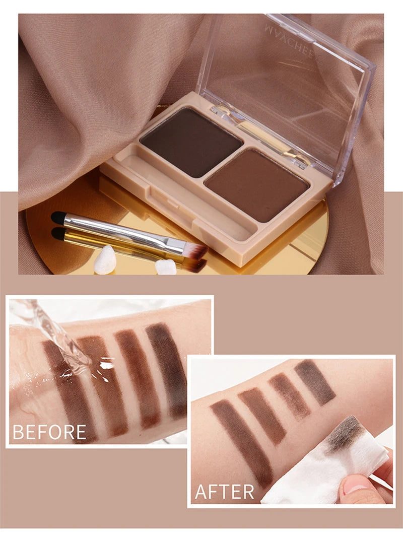 2Color Eyeshadow Powder Makeup Black Brown Coffee Waterproof Eyebrow Powder Eye Shadow Eye Brow Palette with Brush Eyebrow Cream