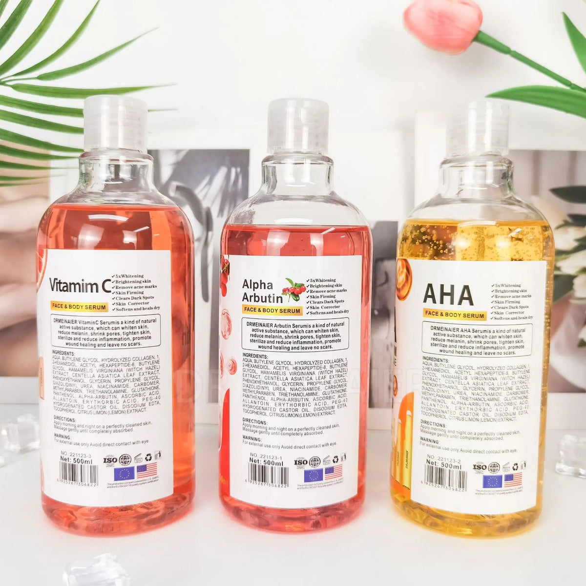 500ML Vitamin C AHA HYALURONIC& NICOTINAMIDE Face Serum Spots Eraser Corrector Whitening Moisturizing Lightening Body Cream 4