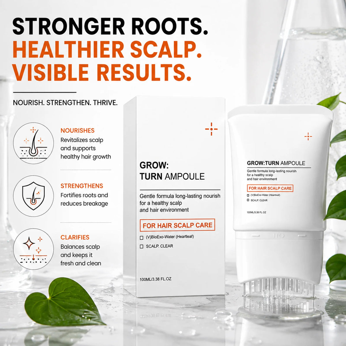 GROW:TURN Ampoule Scalp Serum Strengthen Hair Root Anti Hair Tired Scalp Nourishing Treatment for Scalp Massage Care Serum