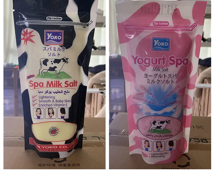 Yoko SPA Milk Bath Salt Scrub 300g, with Vitamin C & Grains, Brightens & Exfoliates for Smooth Skin, Thailand