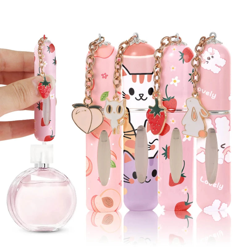 New 5ml Refillable Spray Bottle Mini Flower Pattern Refillable Perfume Bottle with Pendant Empty Cosmetic Containers Cute