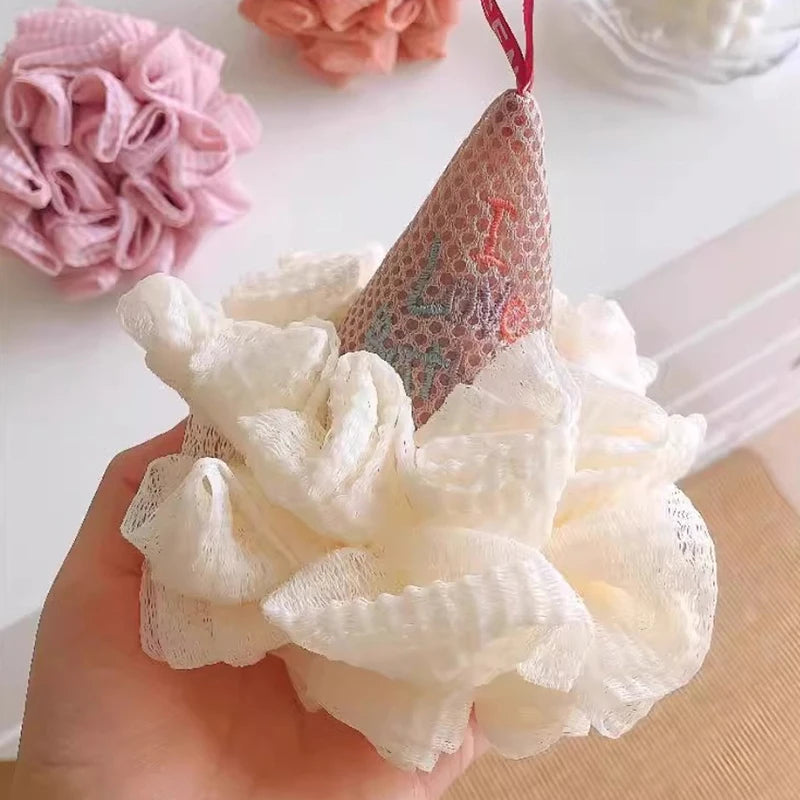 Men Women Bath Sponge Ice Cream Shape Exfoliating Loofah Body Scrubber Shower Cleaning Loofahs Bathroom Bathing Accessories
