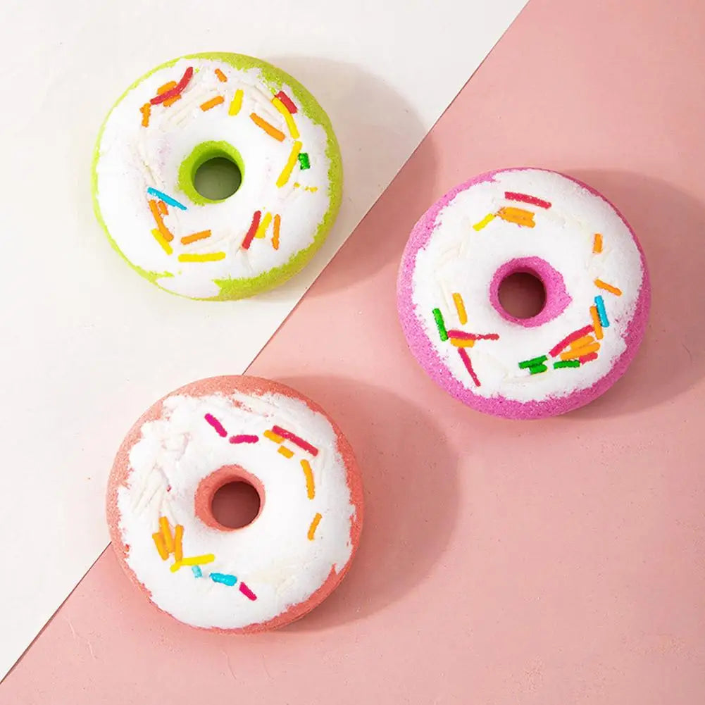 Donut Shaped Bath Salt with Moisturizing Oil, Fizzy Effervescent Bath Salt Ball for Relaxation, Skin Care Gift for Women