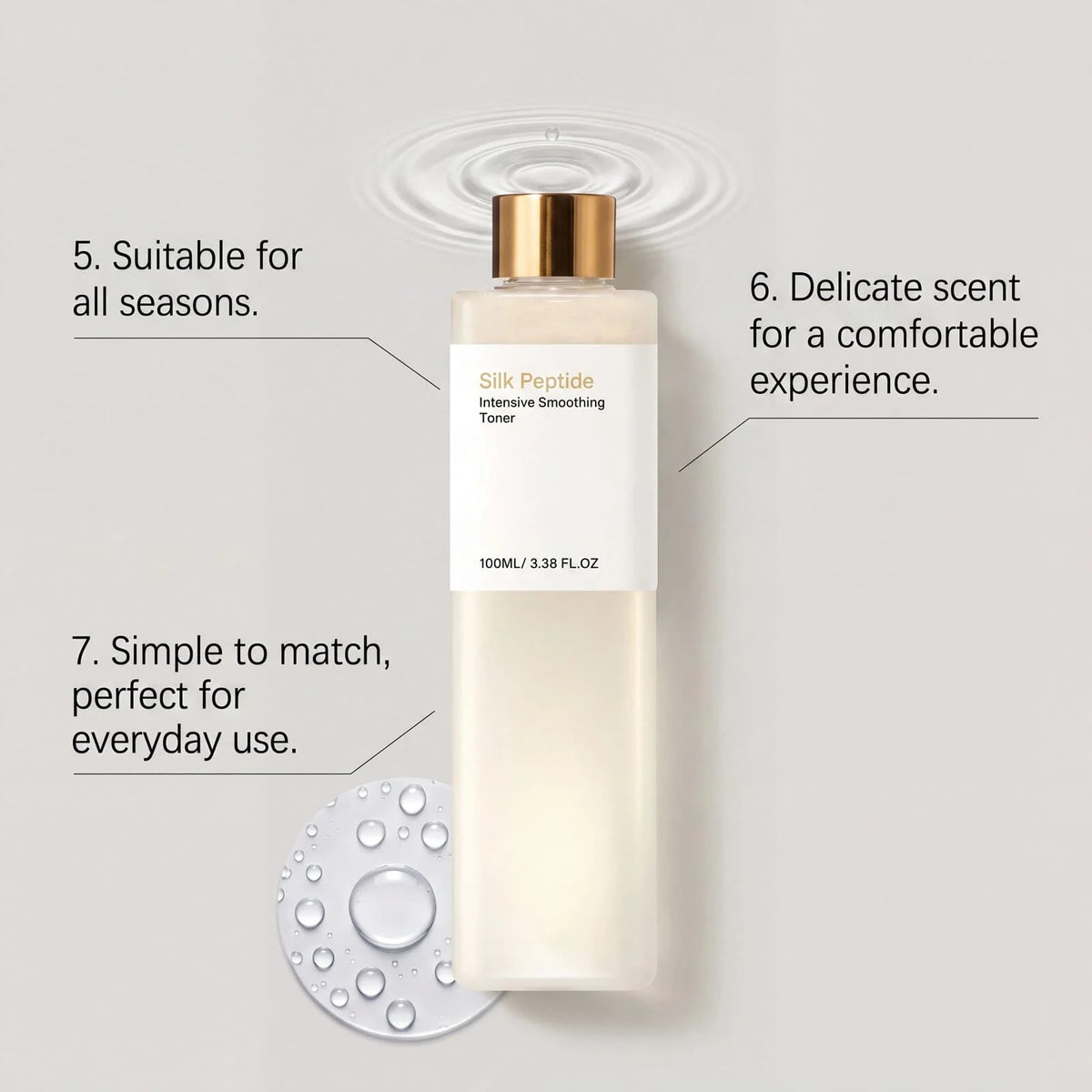 Silk Peptide Facial Toner Soothe Sensitive Skin Smooth Fine Lines Revitalize Skins Barrier Brighten Dull Moisturize Face Toner