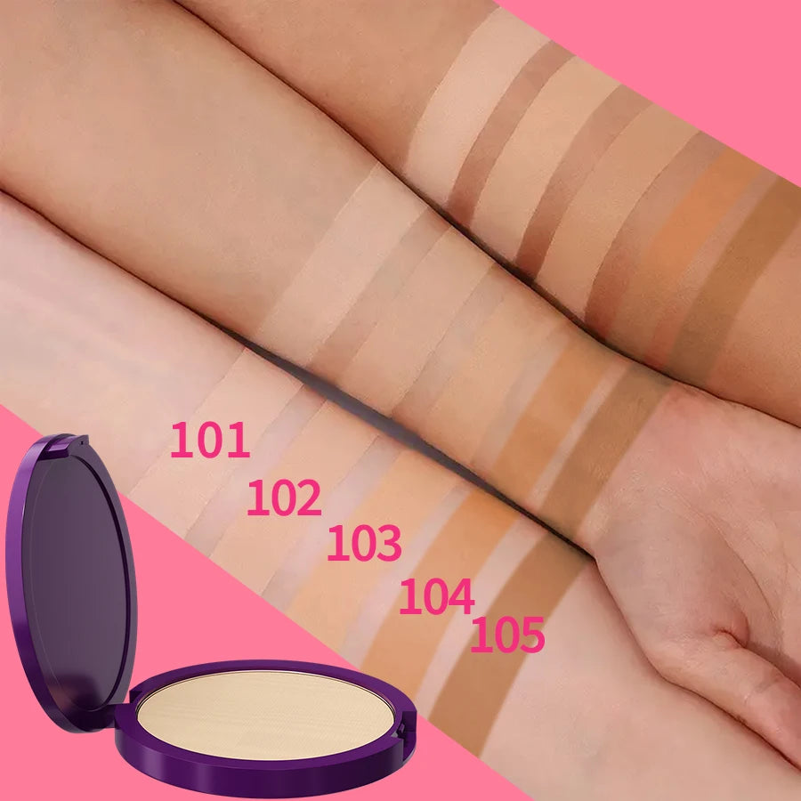 5 Colors Matte Full Coverage Pressed Powder Foundation 24H Fresh Wear Matte Weightless Finishing Powder Cosmetic Face Makeup