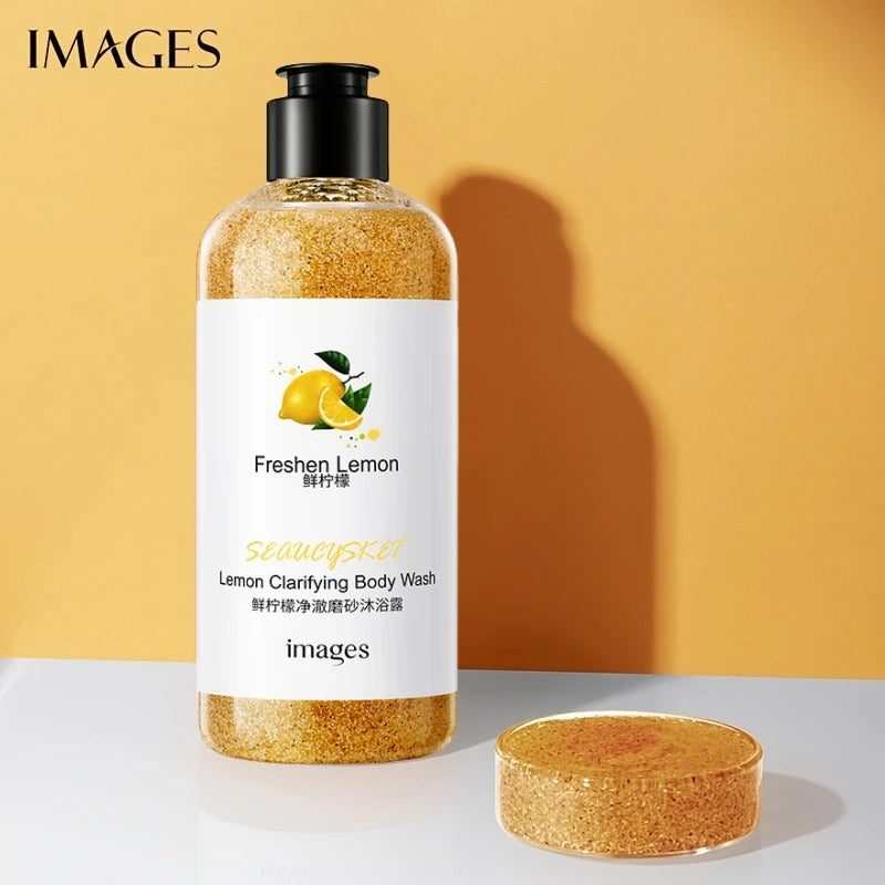 Fresh Fruit Purifying Scrub Shower Gel 300ml, with Kiwi Fruit Extract, Cherry Fruit Extract, Lemon Fruit Extract, Etc., for a Delicate, Cleansing, and Lightly Scented Experience. the Scrub Texture Is Refreshing and Moisturizi