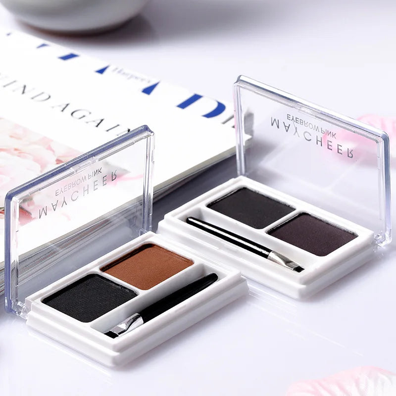 2Color Eyeshadow Powder Makeup Black Brown Coffee Waterproof Eyebrow Powder Eye Shadow Eye Brow Palette with Brush Eyebrow Cream
