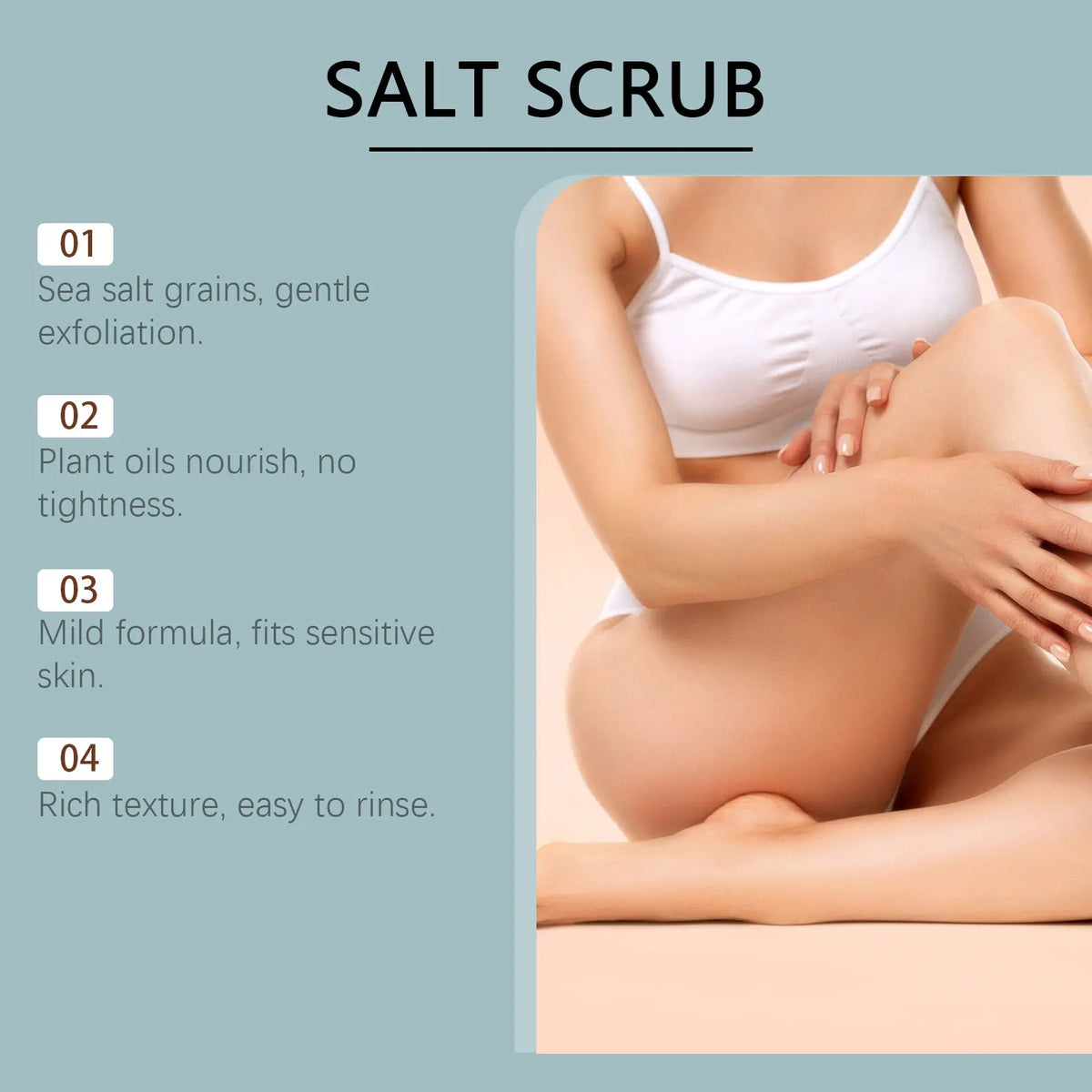 Sea Salt Body Scrub Brighten Skin Tone Deep Cleaning Dirt Unclog Pores Improve Skin Texture Antioxidant Gentle Exfoliating Scrub
