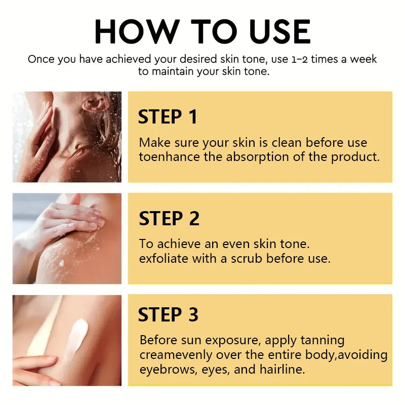 Black Brown Tanning Lotion, Waterproof, Long-Lasting, Moisturizing Self-Tanner, Contains Jojoba Oil Alcohol-Free, Suitable for All Skin Types, No Sunlight Exposure Needed.