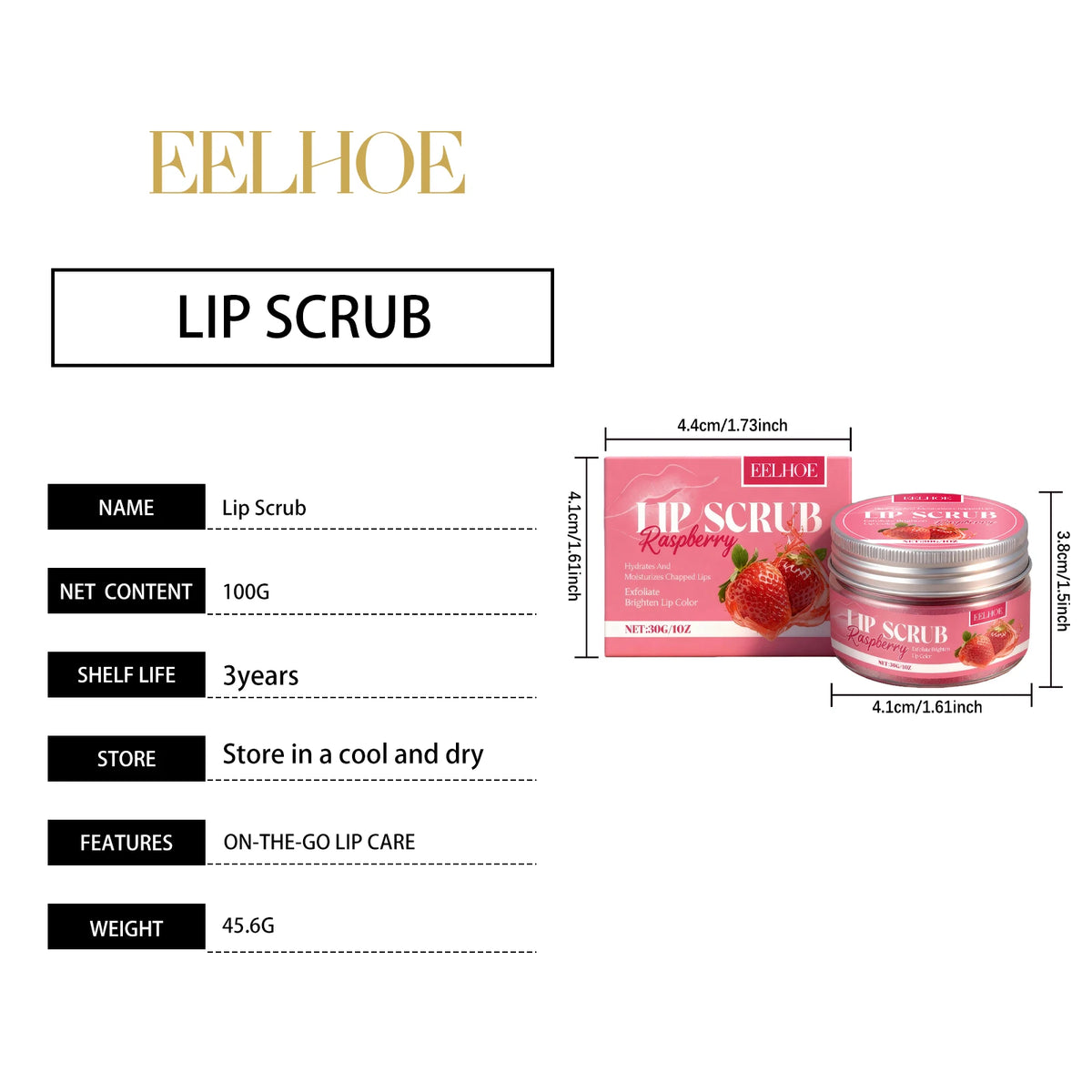 Strawberry Lip Scrub Exfoliating Preventing Drying Cracking Remove Dead Skin Improve Dullness Moisturizing Brightening Lip Care