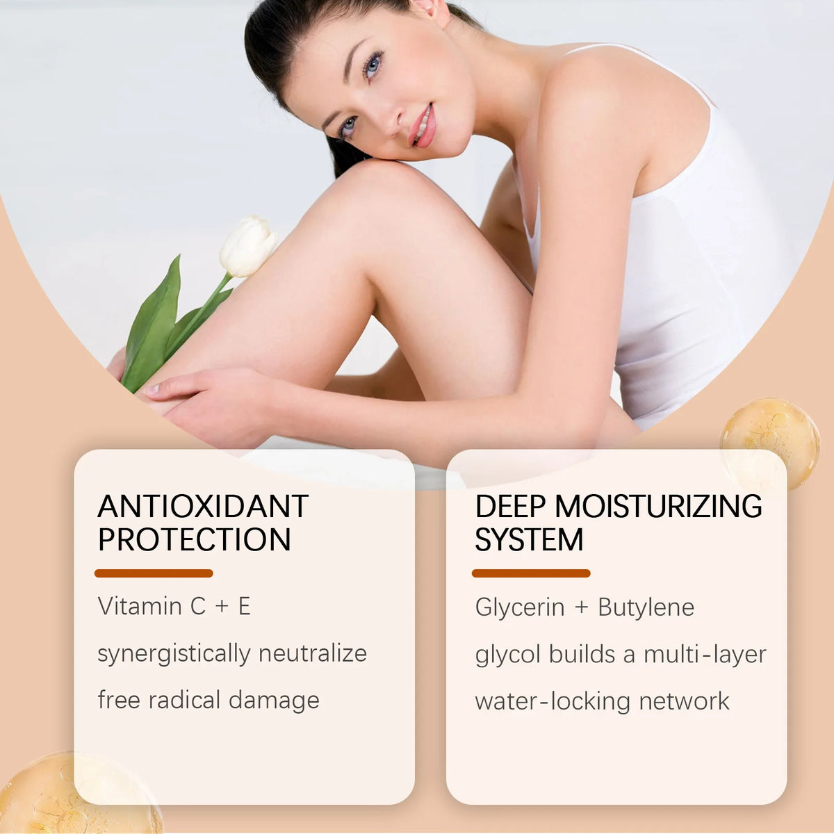 OceAura Vitamin C Body Oil for Glowing Skin Brightening Deep Hydration After Shower Vanilla Verve Scented Body Massage Oil 100ml