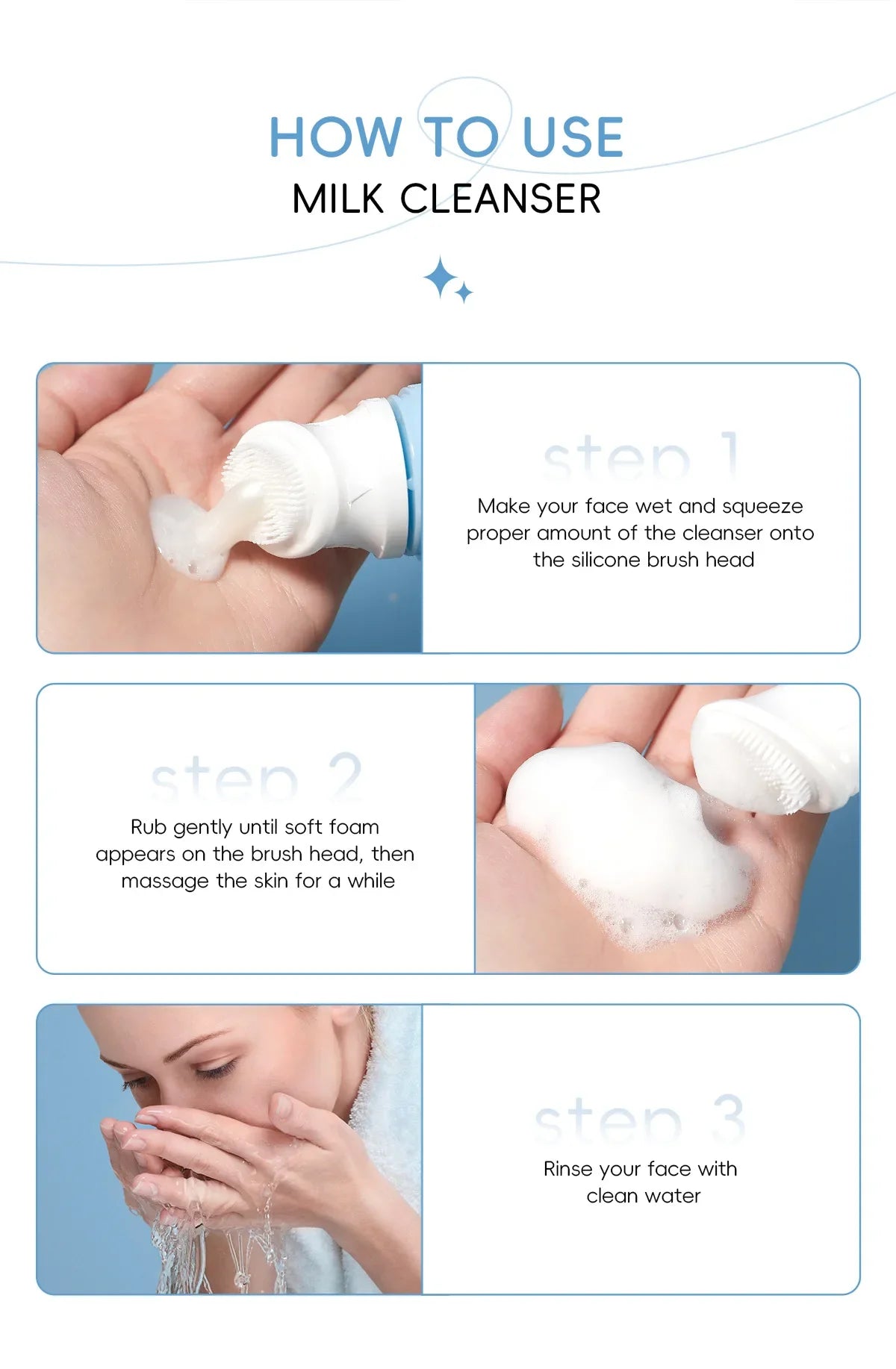 LAIKOU Milk Foaming Cleanser Dual Amino Acids Gentle Deep Cleansing Brightening for All Skin Types 80g