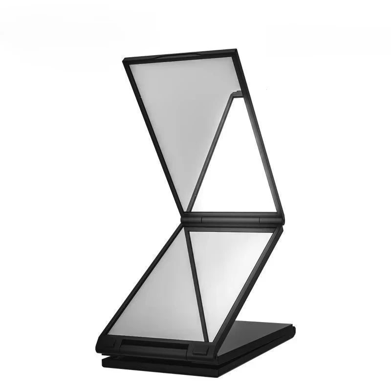 4-Way 360° Foldable Makeup Mirror, Portable Handheld Desktop Stand For Self Hair Cutting & Grooming