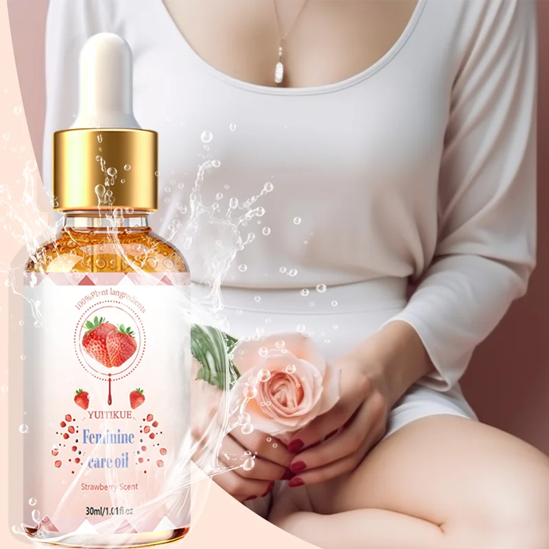 YUITIKUE Strawberry Scent Feminine Care Oil 30ml 100% Natural Plant Extract Gentle Private Area Moisturizing Balancing Body Oil